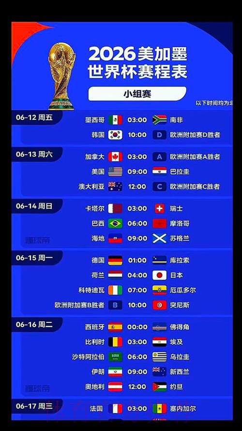 2026世界杯比赛时间实时更新全程直播在哪里看